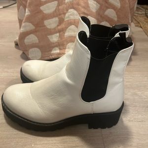 white leather boots